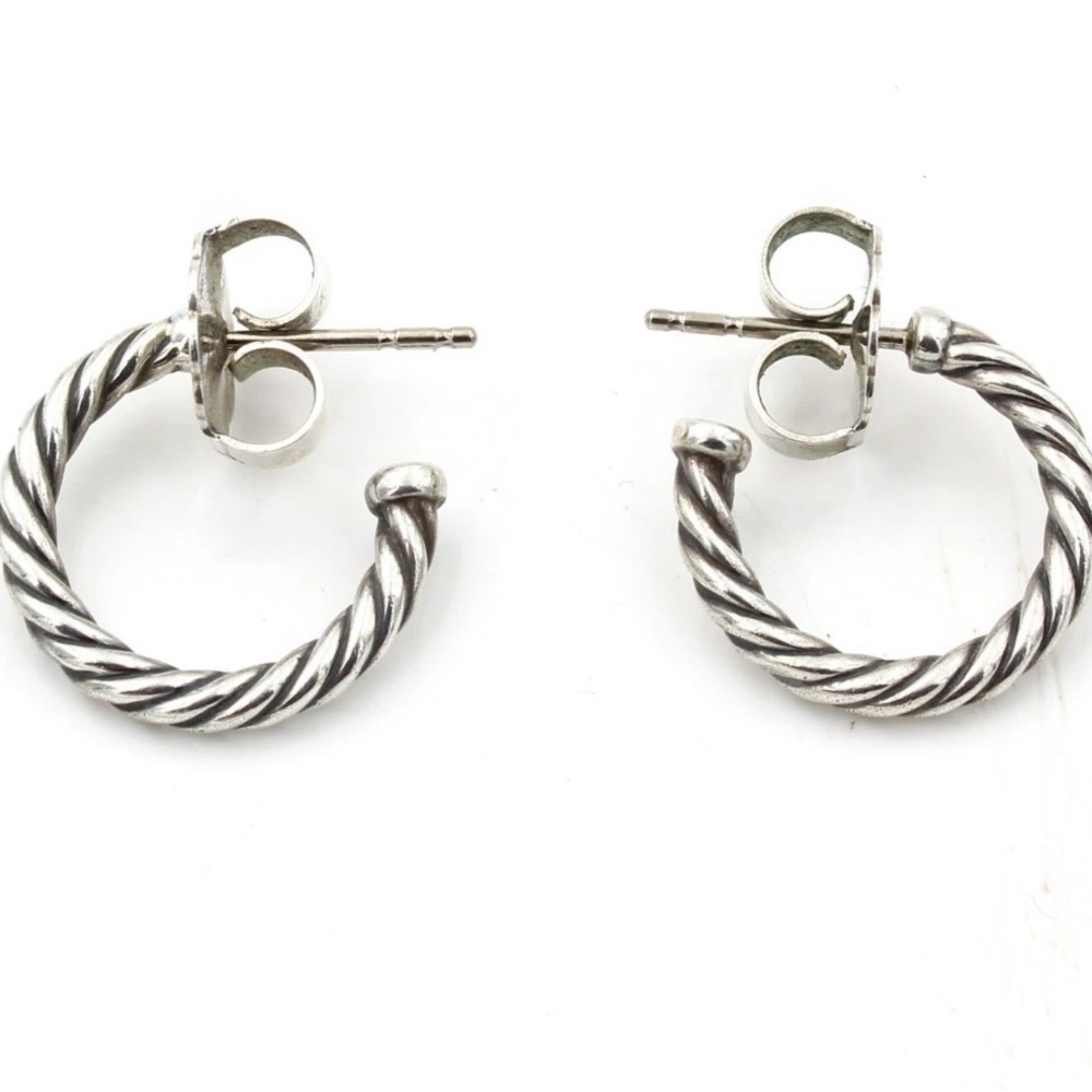 Vintage David Yurman Sterling DY Elements Black Onyx Drop Earrings - Picture 2 of 6
